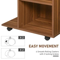 Vinsetto Mobile Printer Stand, Rolling File Cabinet Cart with Wheels, Adjustable Shelf, Drawer and CPU Stand, Walnut(m-6)