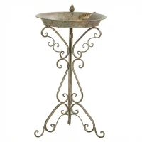 Outsunny 30" Tall Bird Bath with Bird Statue and Decorative Stand, Freestanding Vintage Garden BirdBath Bowl Pedestal(m-9)