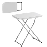 Outsunny Folding Picnic Table 5-Level Height Adjustment, Portable Camping Table for Outdoor Indoor Use 30" x 20", White(m-9)