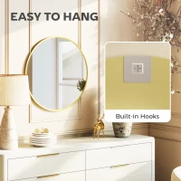 HOMCOM 24" Decorative Wall Mirror for Bedroom Living Room, Modern Round Bathroom Mirror for Home Decor, Gold-Tone(m-6)