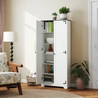 HOMCOM 72" Farmhouse Pantry Cabinet, Freestanding Food Pantry Cabinet with Adjustable Shelves, White(m-10)