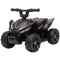 Qaba 6V Kids ATV, 4 Wheels Kids Quad with Button Control, 45Mins Runtime, Max 1.2MPH, Max 55lbs Load for 18-48 M, Black(m-2)