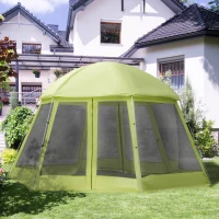 Outsunny Large Screen Tent, Hang Hook for Lantern at Night, 6-8 Person Tent Screen House, 2 Doors for Multiple-Person Entry, Breathable Outdoor Net Canopy Tent, Dome, 16' x 16', Green(m-10)