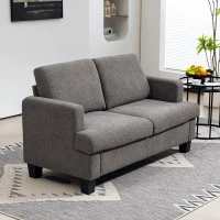 HOMCOM 54.3" Loveseat Sofa, 2 Seater Sofa with Removable Cushions, Small Couch with Solid Wood Frame for Living Room, Dark Grey(m-8)