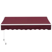 Outsunny 8' x 6.6' Patio Retractable Awning, Manual Exterior Sun Shade Deck Window Cover, Wine Red(m-11)