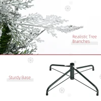 HOMCOM 7.5 Feet Pencil Snow Flocked Artificial Christmas Tree with 880 Realistic Cypress Branches, Auto Open, Green(m-7)