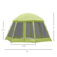 Outsunny Large Screen Tent, Hang Hook for Lantern at Night, 6-8 Person Tent Screen House, 2 Doors for Multiple-Person Entry, Breathable Outdoor Net Canopy Tent, Dome, 16' x 16', Green(m-3)