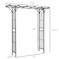Outsunny 82'' Decorative Metal Garden Trellis Arch with Durable Steel Tubing & Elegant Scrollwork, Perfect for Weddings(m-3)