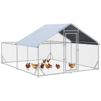 PawHut Large Chicken Coop Metal Chicken Run for Chickens with Waterproof and Anti-UV Cover, Spire Shaped Walk in Fence Cage Hen House for Outdoor and Yard Farm Use, 1" Dia, 9.8' x 13.1' x 6.4'(m-1)
