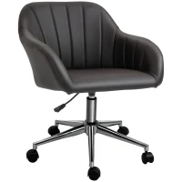 Vinsetto Mid Back Home Office Chair Computer Desk Chair with PU Leather, Adjustable Height, Swivel Wheels for Study, Bedroom, Brown(m-13)