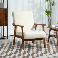 HOMCOM Living Room Chair Boucle Accent Chair for Bedroom with Wide Seat and Thick Padding, White(m-1)