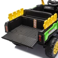 Qaba Kids Ride On Tractor, 12V Electric Tractor with Remote Control, Dual Motors, Music, Cargo Bed, Rear Suspension, Green(m-12)