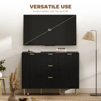 HOMCOM Modern Kitchen Storage Cabinet, Sideboard Buffet Cabinet w/ 3 Drawers and Adjustable Shelves for Kitchen Hallway, Black(m-7)