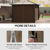 Outsunny Gazebo Curtains, 10' x 13' Universal Replacement Privacy Curtain, 4-Panels Sidewall with Hooks/C-Rings, Dark Brown(m-5)