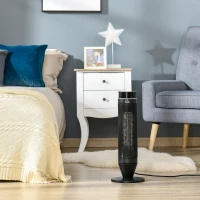 HOMCOM 2-In-1 Tower Heater, Indoor Electric Space Heater with Oscillation, Remote Control, 8H Timer, Three Heating Modes(High, Low, Fan), 750W/1500W(m-10)