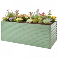 Outsunny 5' x 3' x 2' Raised Garden Bed, Galvanized Planter Box for Growing Flowers, Herbs and Vegetables, Light Green(m-2)