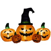 Outsunny 4ft Inflatable Halloween Pumpkin, Blow Up LED  Display for Garden Indoor Outdoor(m-1)