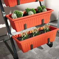 Outsunny 5-Tier Vertical Raised Garden Planter with 5 Container Boxes, Outdoor Plant Stand for Vegetable Flowers, Red(m-7)