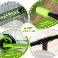 Aosom Aluminum Kids Kick Scooter Foldable Teens Ride On Toy with Adjustable Handlebar Rear Brake, Green(m-7)