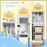 Qaba Play Kitchen, Kids Kitchen Playset w/ Lights, Sounds, Running Water, Coffee Machine, Ice Maker & Microwave for 3-8 Years(m-8)