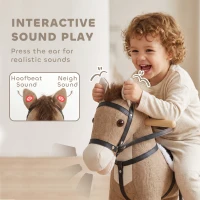 Qaba Rocking Horse, Back and Forth Rocking, Ride on Horse Toy with Sound Effects, for 12-36 Months Toddlers, Dark Brown(m-5)