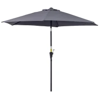 Outsunny 8.5FT Patio Umbrella, Round Garden Parasol with 6 Ribs, Market Sunshade Tilt Canopy w/ Crank Handle for Outdoor, Grey(m-11)