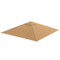 Outsunny 10' x 10' Square Gazebo Canopy Replacement UV Protected Top Cover Sun Shade Beige(m-2)