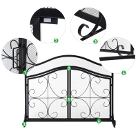 HOMCOM Safety Fireplace Screen Protector with Decorative Scroll Design, 2 Magnetic Doors and Steel Frame, 44" x 33", Black(m-5)