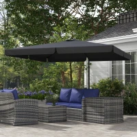Outsunny 10' Cantilever Patio Umbrella, Square Offset Umbrella with Tilt, Crank, Cross Base, Aluminum Pole and Air Vent, Gray(m-2)