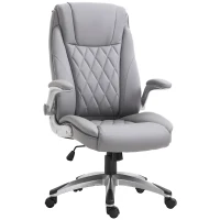 Vinsetto High-Back Office Chair Executive Swivel Computer Desk Chair, with PU Leather, Flip-up Armrest, Grey(m-2)