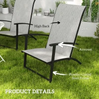 Outsunny Set of 2 Outdoor Dining Chairs with High Back, Armrests, Folding Patio Chairs for Patio, Lawn, Camping, Gray(m-6)