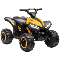 Aosom Kids 4 Wheeler Quad with Music, Headlights, High & Low Speed, Kids ATV for 3-5 Years Old Boys & Girl, Yellow(m-9)