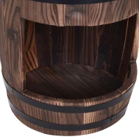 Outsunny Wooden Outdoor Fountain, Electrical Barrel Waterfall with 3600r/min Speed Pump for Patio, Backyard, Carbonized(m-11)