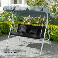 Outsunny 4-Piece Back and Seat Cushion Pillows Replacement and Pillows, Patio Chair Cushions Set with Ties, Black(m-7)
