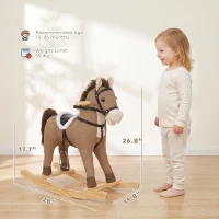 Qaba Rocking Horse, Back and Forth Rocking, Ride on Horse Toy with Sound Effects, for 12-36 Months Toddlers, Dark Brown(m-3)