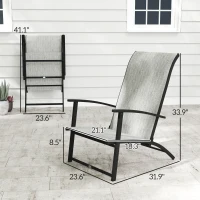 Outsunny Set of 2 Outdoor Dining Chairs with High Back, Armrests, Folding Patio Chairs for Patio, Lawn, Camping, Gray(m-3)