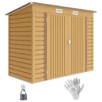 Outsunny 8 x 4FT Galvanized Garden Storage Shed, Metal Outdoor Shed with Double Doors and 2 Vents, Yellow(m-9)