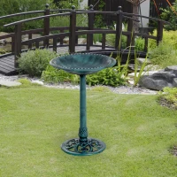 Outsunny 27'' Bird Bath Outdoor Resin Decor with Fleur De Lis Pattern, Time-Worn Finish(m-8)