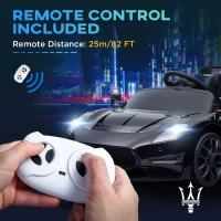 Qaba Maserati GT2 Licensed Ride On Car, 12V 3MPH Battery Powered Electric Car w/ Shock-Absorbers, Auxiliary Wheels, Black(m-8)