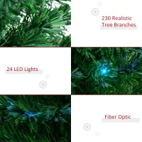 HOMCOM 6' Tall Douglas Fir Pre-Lit Artificial Christmas Tree with Realistic Branches, 24 Multi-Color LED Lights, Fiber Optics and 230 Tips(m-8)