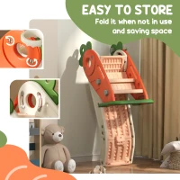 Qaba 3 in 1 Foldable Toddler Slide with Basketball Hoop, Climber, for 1-3 Years Old, Orange(m-5)