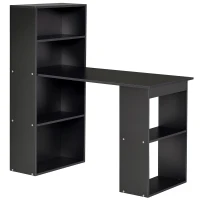 HOMCOM Modern Computer Desk with Storage Shelves, 47" Writing Table Workstation with Bookshelf for Home Office, Black(m-2)