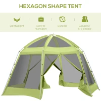 Outsunny Large Screen Tent, Hang Hook for Lantern at Night, 6-8 Person Tent Screen House, 2 Doors for Multiple-Person Entry, Breathable Outdoor Net Canopy Tent, Dome, 16' x 16', Green(m-7)