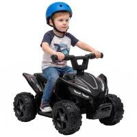 Qaba 6V Kids ATV, 4 Wheels Kids Quad with Button Control, 45Mins Runtime, Max 1.2MPH, Max 55lbs Load for 18-48 M, Black(m-13)