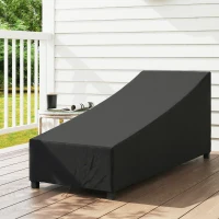 Outsunny Waterproof Patio Lounge Chair Cover, 420D Outdoor Chaise Lounger Protective Cover with Sealed Seams, Storage Bag, Black(m-1)