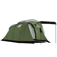 Outsunny Camping Tent Waterproof Camping Tent with Two Room for 3-4 Person Waterproof, Green(m-9)