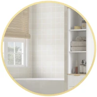 HOMCOM 24" Decorative Wall Mirror for Bedroom Living Room, Modern Round Bathroom Mirror for Home Decor, Gold-Tone(m-9)
