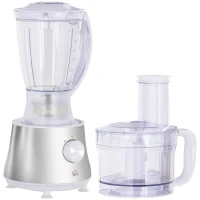 HOMCOM 2 in 1 Blender and Food Processor Combo for Chopping, Slicing, Shredding, Mincing and Pureeing for Vegetable, Meat and Nuts, 500W 5-Cup Bowl, 1.5L Blender Jug, 3 Blades and Adjustable Speed(m-11)