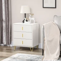 HOMCOM Drawer Chest, 3-Drawer Storage Cabinet Unit with Metal Legs for Living Room, 19.7"x15.7"x24.8", White(m-9)