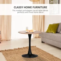 HOMCOM 27.5" Round Dining Table with Metal Pedestal Base for Living Room, Natural Wood/Black(m-4)